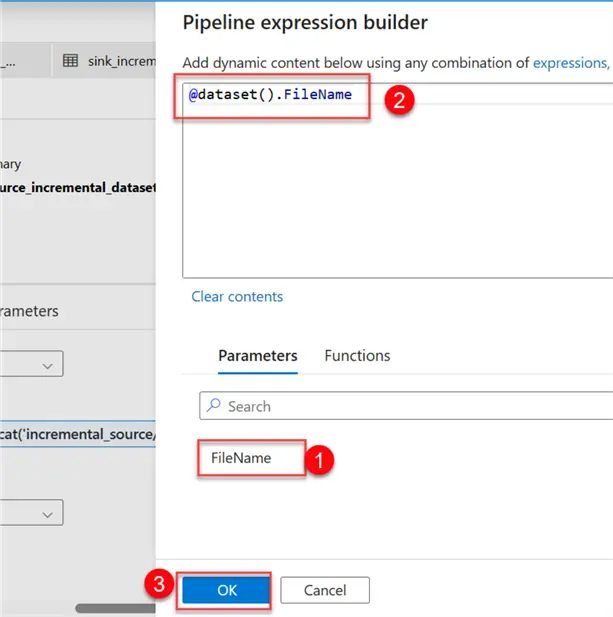 Dataset Dynamic FilePath with Parameter