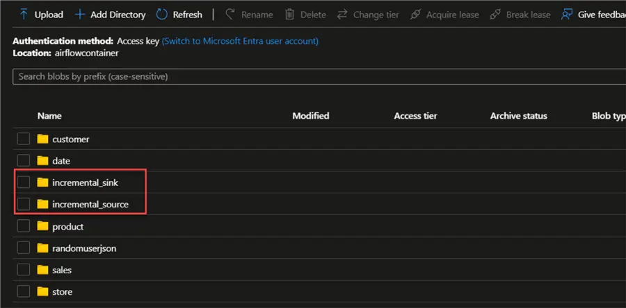 Folder in ADLS