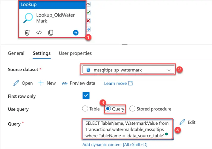 Query Table Lookup Activities