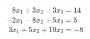 System of linear equations for Gauss–Seidel method