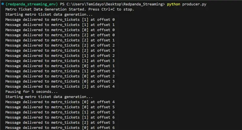 Producer Script output