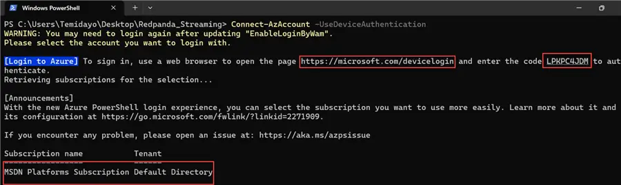 Setting PowerShell Login