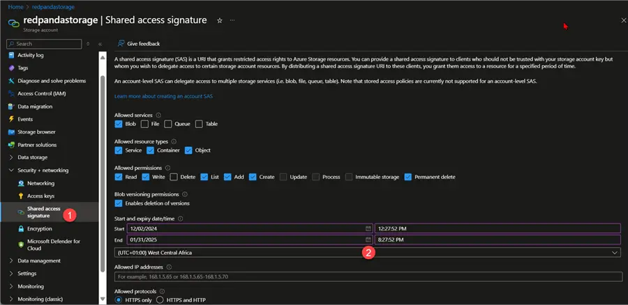 Generate SAS Token