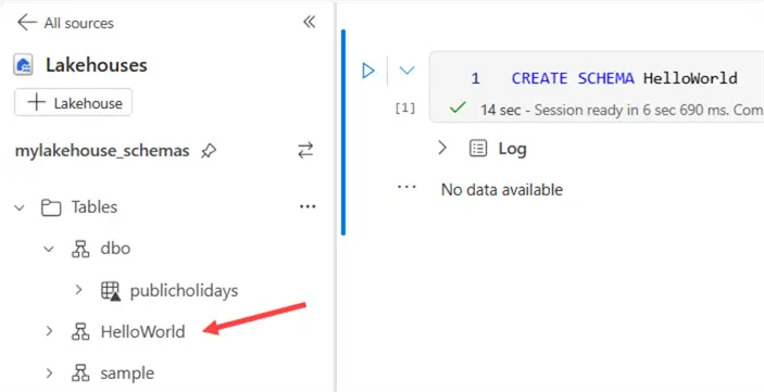 create schema in notebook