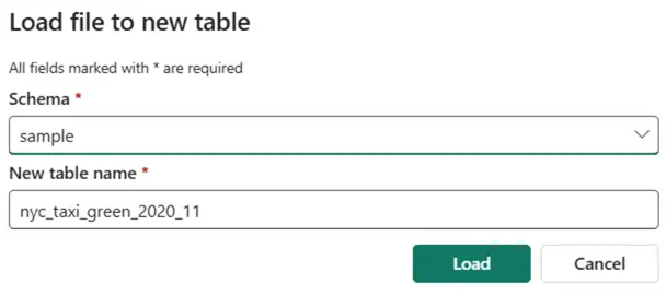 load new table to schema