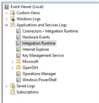 Applications and Services Logs folder
