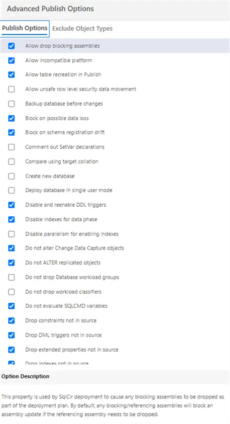 publish options