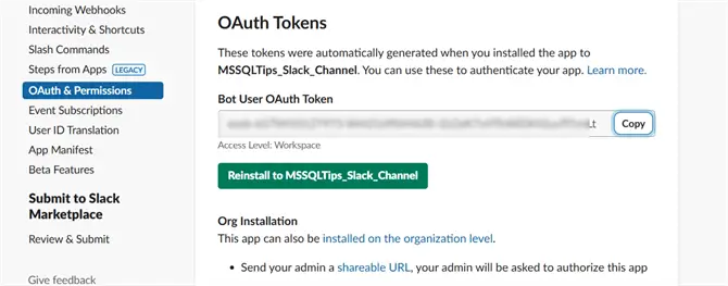 Slack Token