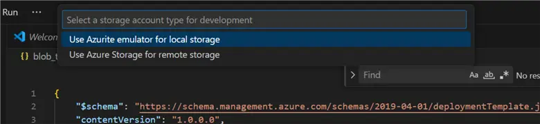 Select Emulator Azurite