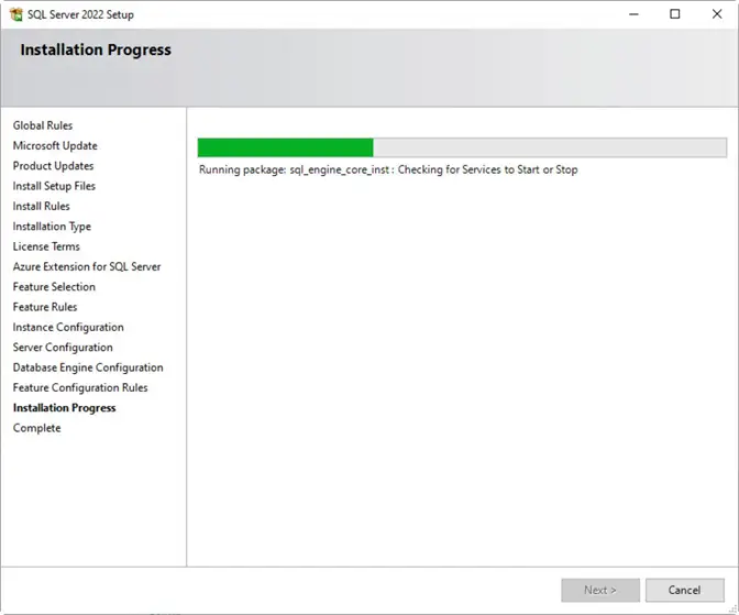 Installation progress