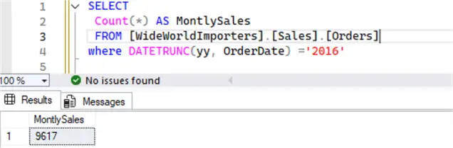 DATETRUNC function with the year clause