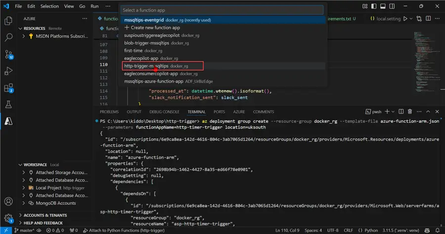 Azure Function Event Grid Trigger Example and HTTP Post Request