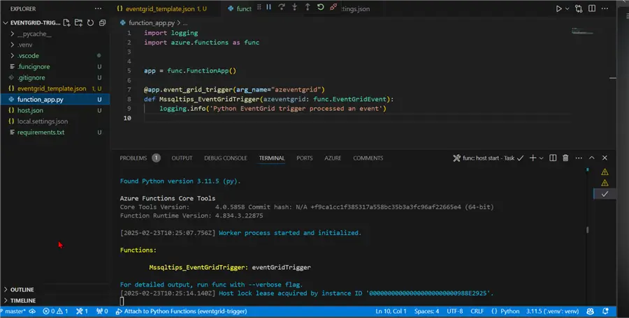 Azure Function Event Grid Trigger Example and HTTP Post Request