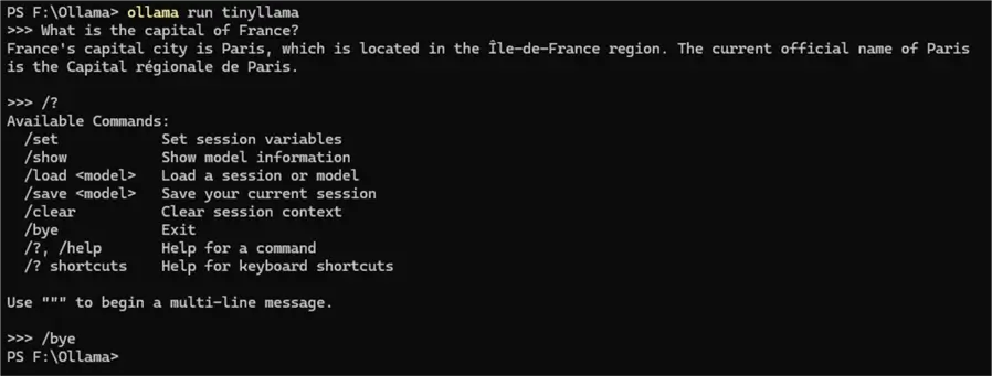 Using Ollama in Terminal