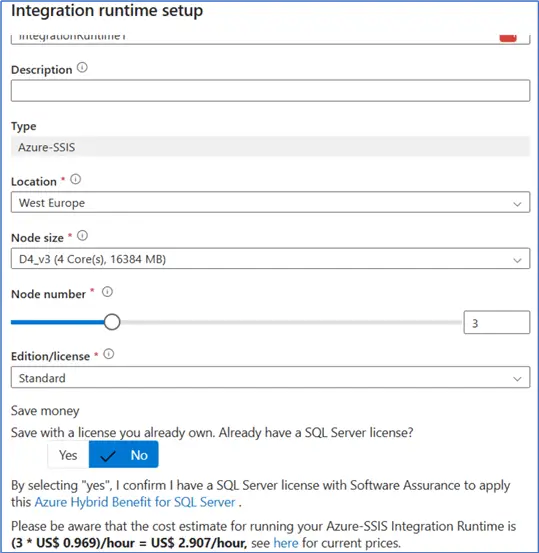 azure ssis ir billing