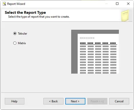 Select the report type