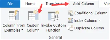 add custom column in Power Query