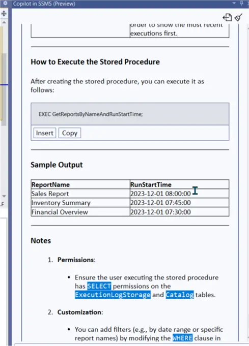 Execute a stored procedure.
