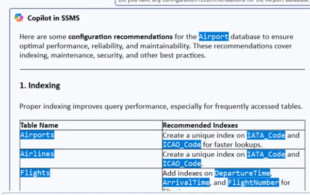 database recommendations. 