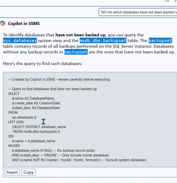 How to find which DBs have not been backed up.
