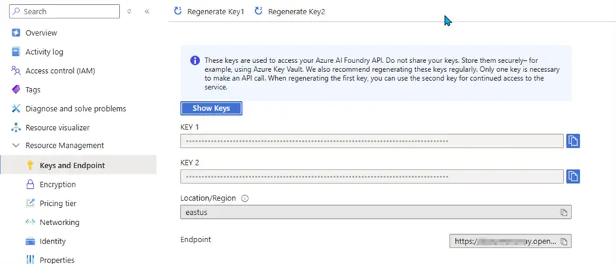 Azure Endpoint and Key