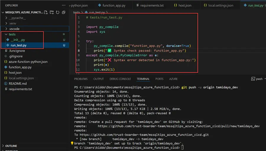 Create Syntax Test Script