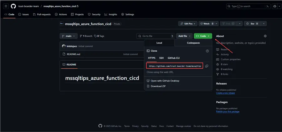Copy Repo HTTPS URL Link