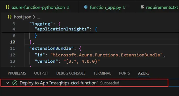 Deploy Function to Azure Portal