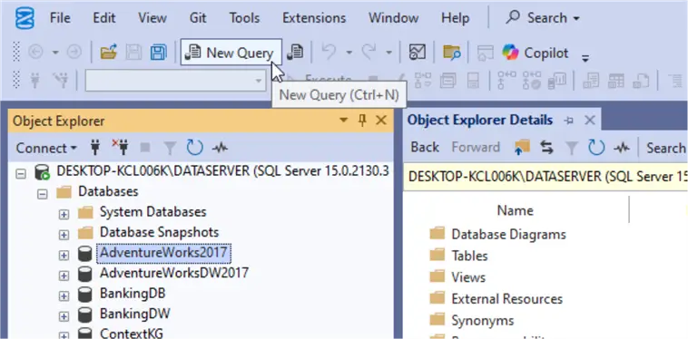 new query button