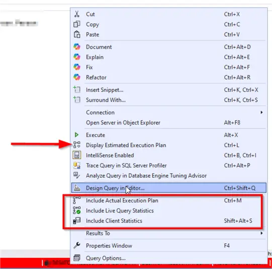 showing execution plan and statistics