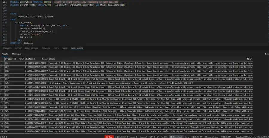 Vector search example 2: a more complex question.