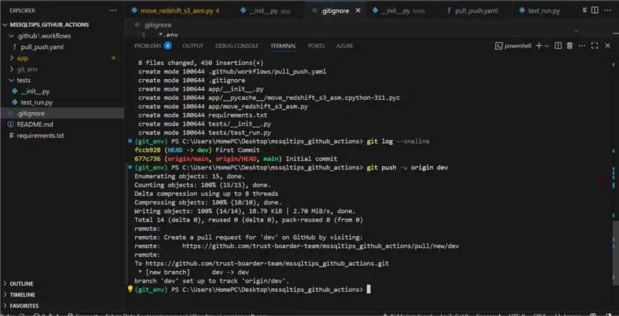 Git Push to Dev Branch