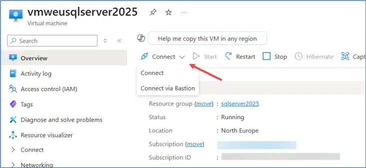 connect to the vm