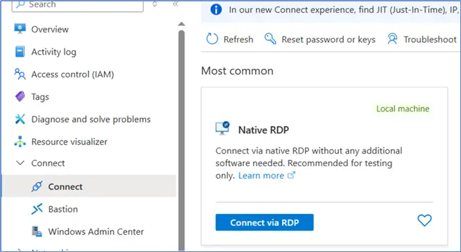 connect via rdp