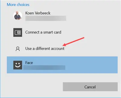log in using different account
