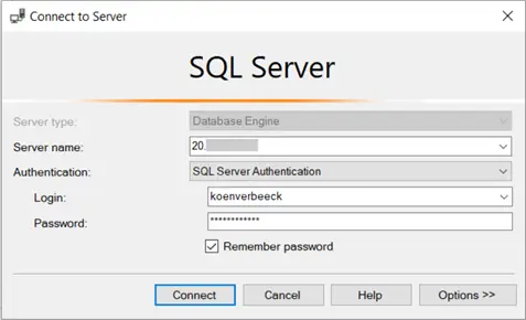 log in using ssms on local machine