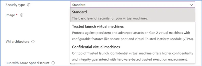 different security settings