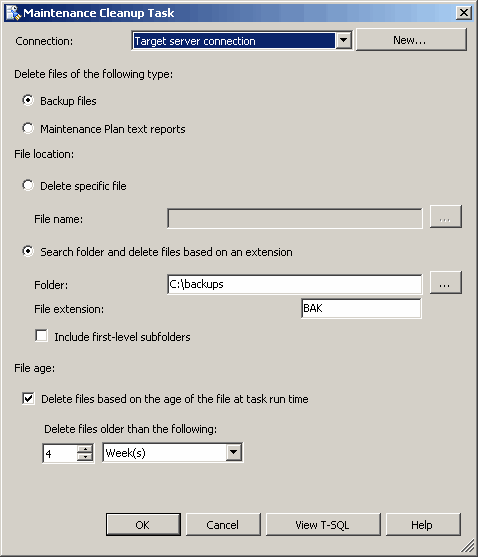 Additional information for the Maintenance Cleanup Task
