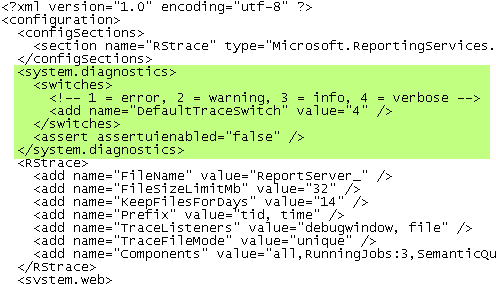 DefaultTraceSwtich location in web.config files