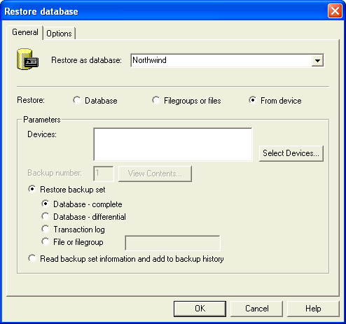 restore database
