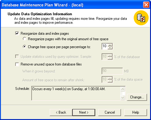 Selectively rebuild indexes with SQL Server maintenance plans