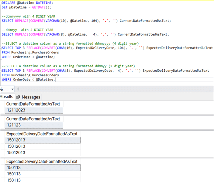 SQL Date Format Examples using SQL CONVERT Function