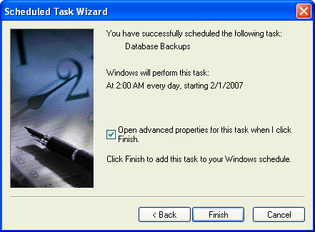 complete scheduled task setup