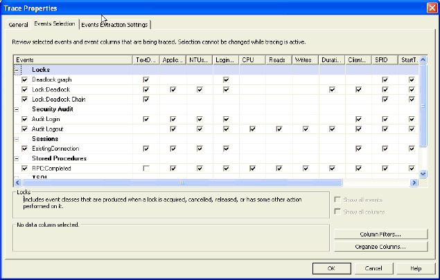 SQLServer2005 Profiler EventsSelection 2