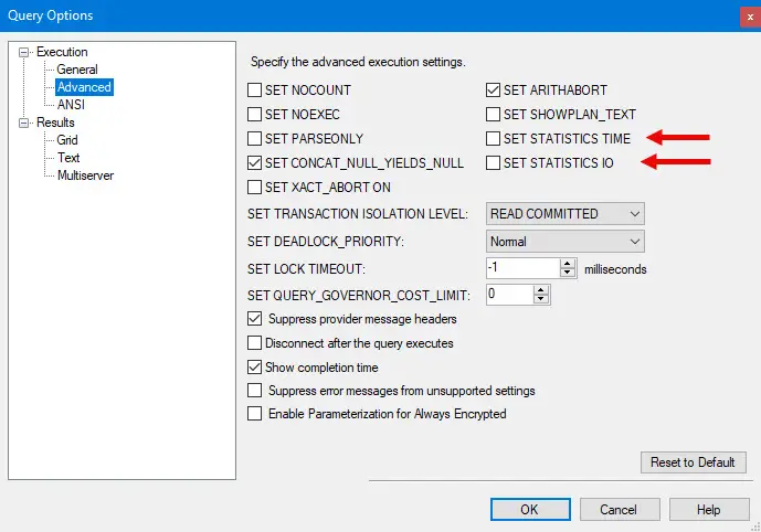 query options