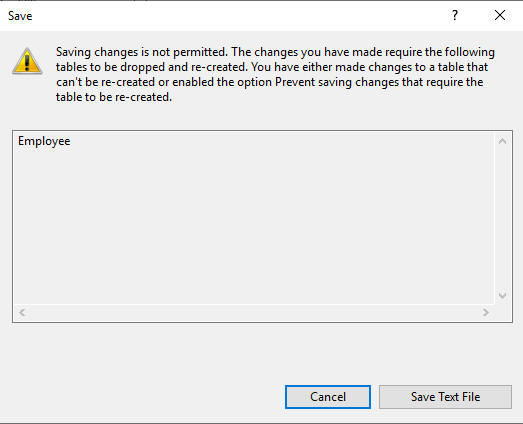 saving changes is not permitted