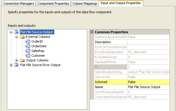 flat file source output
