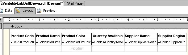 setup a standard table in ssrs