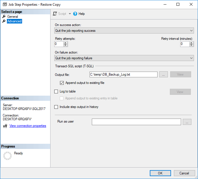 sql agent job step