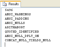 sql server set options